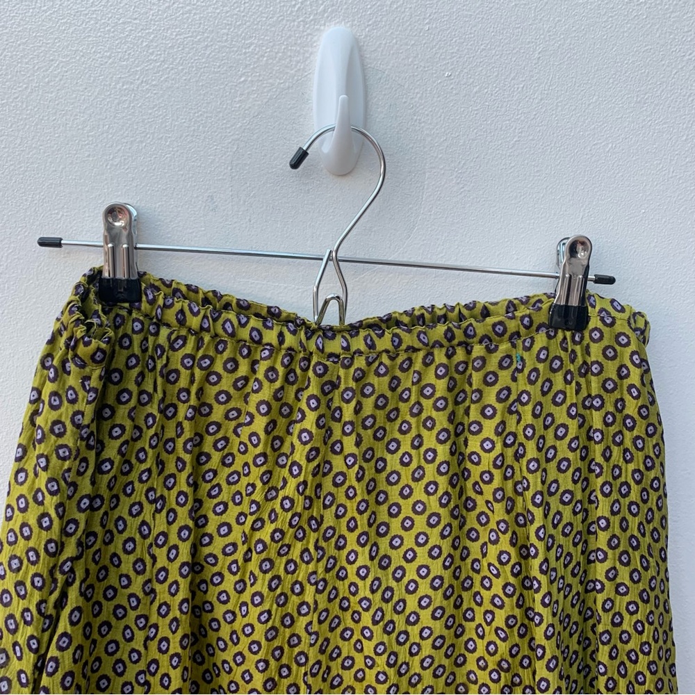 Anokhi for East Women's Size 14 Silk Maxi Skirt Green Pattern Eastern Crinkle - Picture 4 of 10